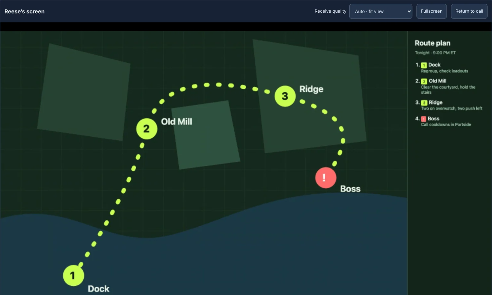 A route-plan map shared to a Mutiny voice channel.